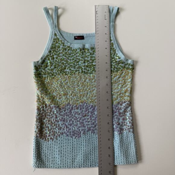 Vintage‎ The Promise Sequin Beaded Cami Mermaid Clubwear Mermaid Rave Top Sz XS - Picture 13 of 15